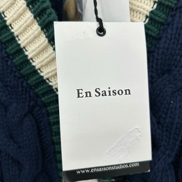 NEW En Saison Spencer Cardigan Size XS Chunky Collegiate Rugby Academia Sweater - Picture 10 of 13